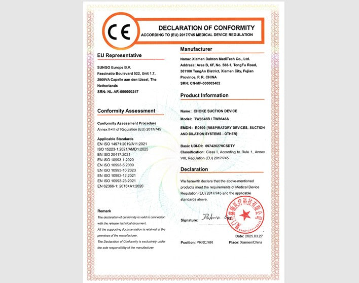 Succionador antiahogo aprobado CE